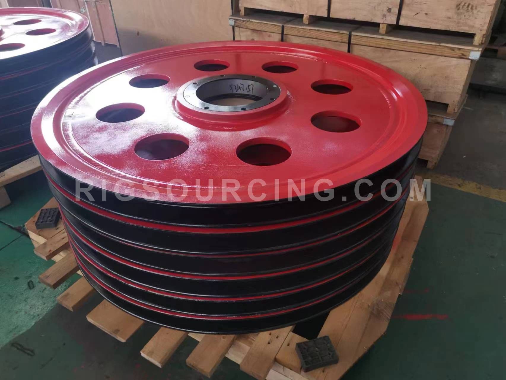 Stack of API 8C sheaves on a pallet